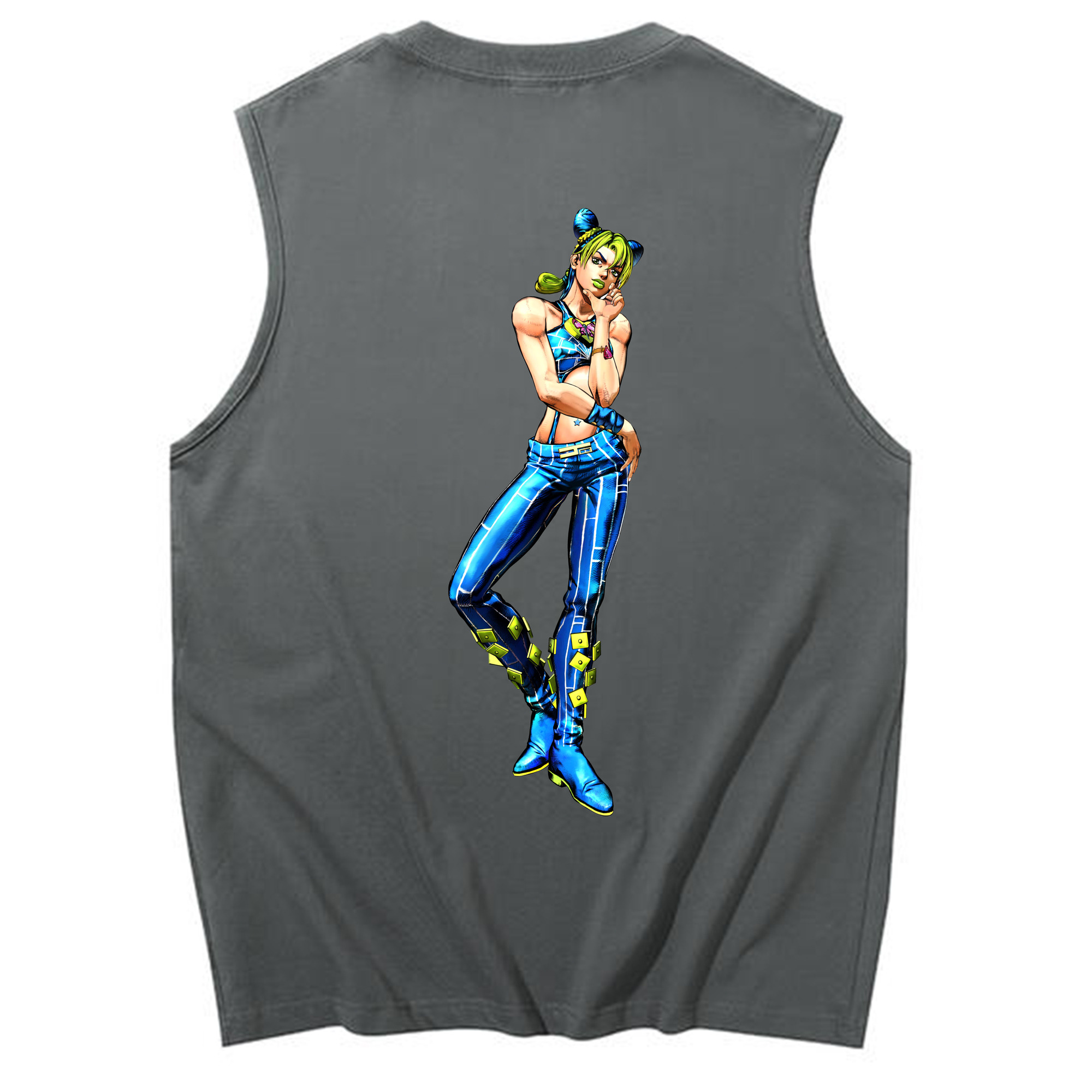 （画像用） "ジョジョの奇妙な冒険 くうじょう ジョリーン JoJo's Bizarre Adventure Jolyne Cujoh " コットン100％タンクトップ（背面プリント）